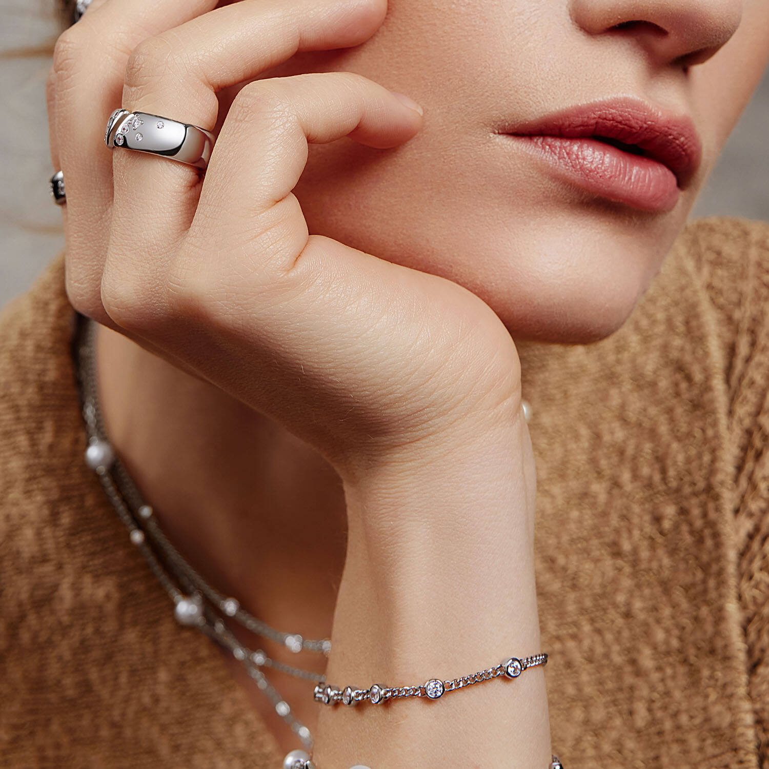  Melodic Poet - Bracelets with stone - Silver / Rhodium plated - Zirconia - 18,5cm